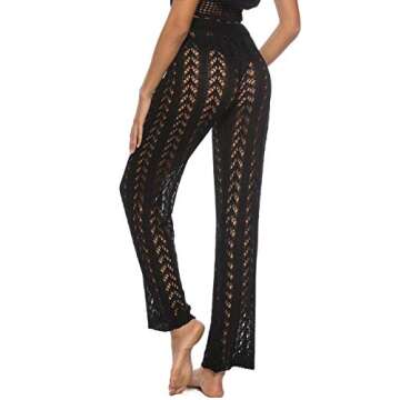 Women’s Beach Cover Up Pants - Sexy Crochet Mesh for Summer Fun