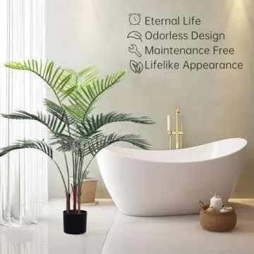 Romantic Season Artificial Palm Tree 5FT, Red Faux Palm Tree Fake Potted Tree Plastic Palm Tree for Modern Home Office Living Room Floor Décor Indoor