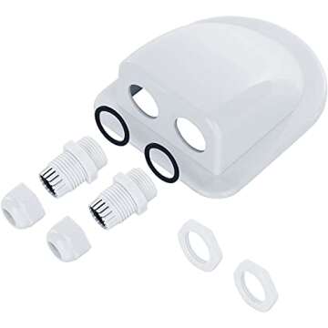 ILSSLI Solar Cable Entry Gland, Waterproof Solar Double Cable Connector Cover Solar Photovoltaic Plastic Bracket Curved ABS Dual Cable Entry Housing for Solar Panels of RV, Caravan Boat