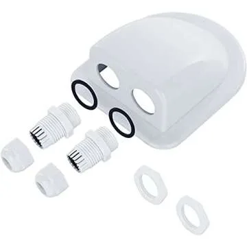 ILSSLI Solar Cable Entry Gland, Waterproof Solar Double Cable Connector Cover Solar Photovoltaic Plastic Bracket Curved ABS Dual Cable Entry Housing for Solar Panels of RV, Caravan Boat