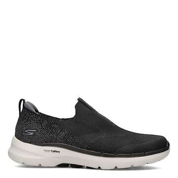Skechers Men's Gowalk 6-Stretch Fit Slip-on Athletic Performance Walking Shoe, Black/Grey, 10