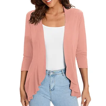 Urban CoCo Women's Casual Lightweight Cardigan in Pink
