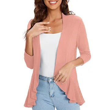 Urban CoCo Women's Casual Lightweight Cardigan in Pink