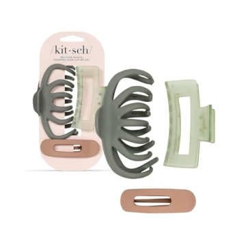 Kitsch Recycled Plastic Classic Claw Clips for Women - 3 Piece Set, Eco-Friendly Hair Accessories