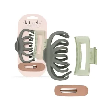 Kitsch Recycled Plastic Classic Claw Clips for Women - 3 Piece Set, Eco-Friendly Hair Accessories