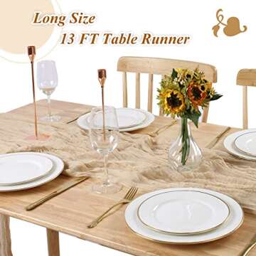SAJOO Sand Cheesecloth Table Runner 3Pcs 13ft Rustic Gauze Table Runner Cotton Cheesecloth Table Clo...