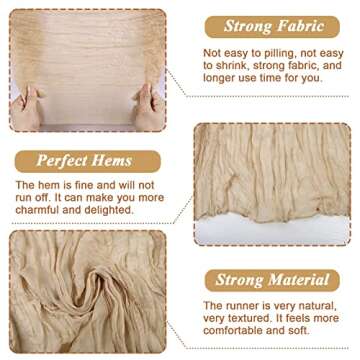 SAJOO Sand Cheesecloth Table Runner 3Pcs 13ft Rustic Gauze Table Runner Cotton Cheesecloth Table Cloth for Wedding Bridal Birthday Party Table Decorations