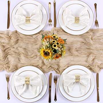 SAJOO Sand Cheesecloth Table Runner 3Pcs 13ft Rustic Gauze Table Runner Cotton Cheesecloth Table Cloth for Wedding Bridal Birthday Party Table Decorations