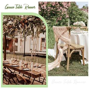 SAJOO Sand Cheesecloth Table Runner 3Pcs 13ft Rustic Gauze Table Runner Cotton Cheesecloth Table Cloth for Wedding Bridal Birthday Party Table Decorations