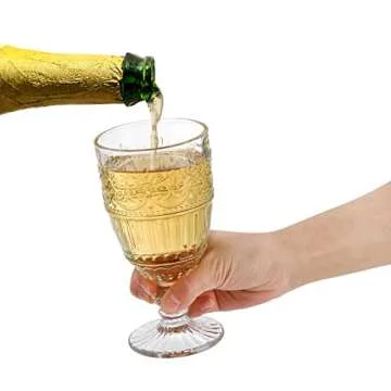 AVLA Vintage Glass Goblet Set for Any Occasion - 6 Pack