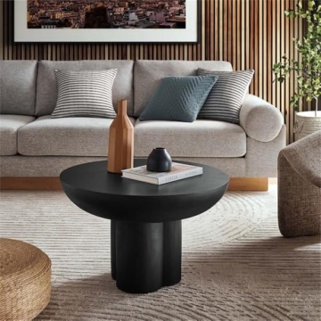 Modway Caspian Concrete Round Black Coffee Table