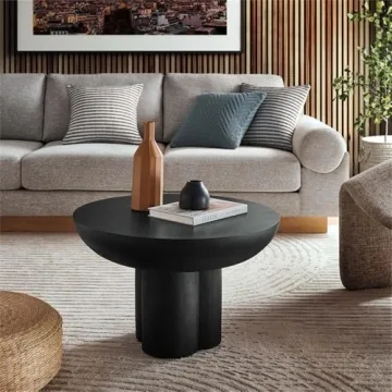 Modway Caspian Concrete Round Black Coffee Table