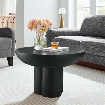 Modway Caspian Concrete Round Black Coffee Table