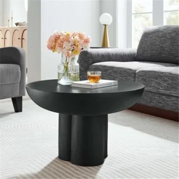 Modway Caspian Concrete Round Black Coffee Table
