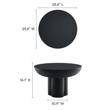 Modway Caspian Concrete Round Black Coffee Table