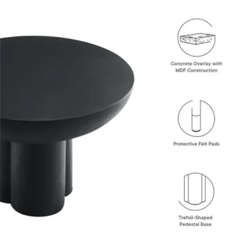 Modway Caspian Concrete Round Black Coffee Table