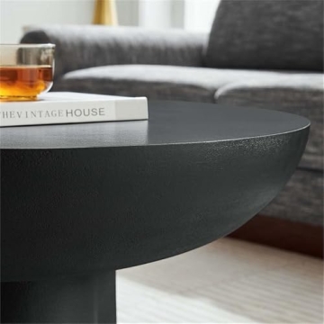 Modway Caspian Concrete Round Black Coffee Table