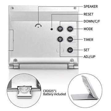 Betus Travel Alarm Clock - Compact Large Display Design