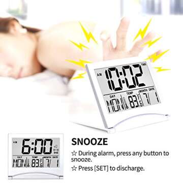 Betus Travel Alarm Clock - Compact Large Display Design