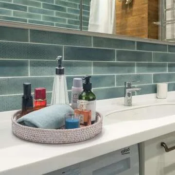 Elegant 11.8 inch Round Rattan Serving Tray for Home Decor