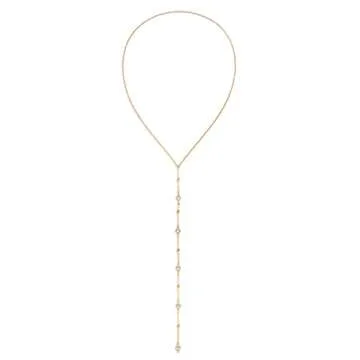 Kenjudess Bohemian Long Pendant Y Necklace Dainty Evil Eye Crystal Pearl Disc Lariat Necklace Boho Body Chain Summer Beach Accessories for Women (Gold crystal)