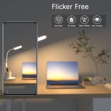 AQINGLING LED Desk Lamp with 3 Reading Modes & Pen Holder