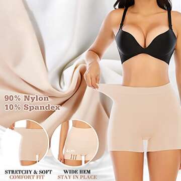 Seamless Slip Shorts for Women Under Dress Shaping Boyshorts Panties Tummy Control Shapewear (#57 Beige(light Control)-add, Small)