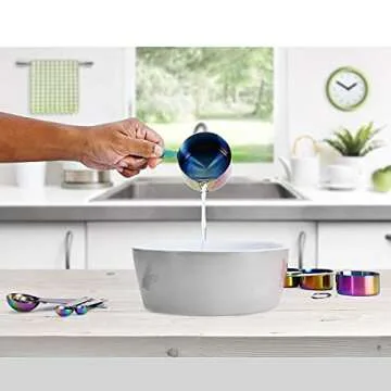 Rainbow Metal Measuring Cups and Spoons Set – 9 Piece Stylish Kitchen Tools