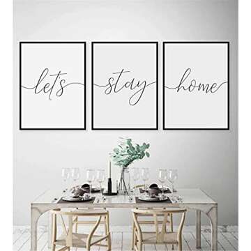 Minimalist Large Canvas Poster 3 Pieces Let's Stay Home Poster Motivational Wall Art Painting Family...