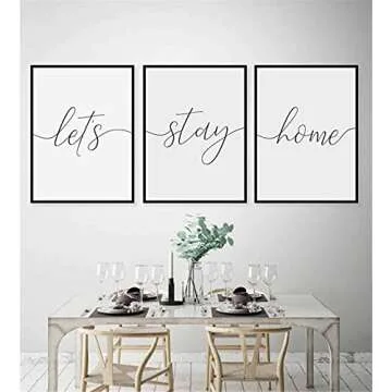 Minimalist Large Canvas Poster 3 Pieces Let's Stay Home Poster Motivational Wall Art Painting Family...