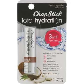 ChapStick Total Hydration Coconut Lip Balm Tube, Hydrating Coconut ChapStick for Lip Care - 0.12 Oz