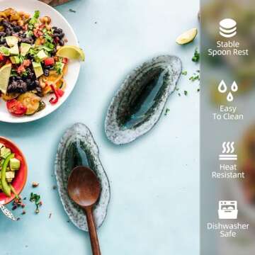 LINXUXIE Large Ceramic Spoon Rest - Stylish and Functional Kitchen Utensil Holder