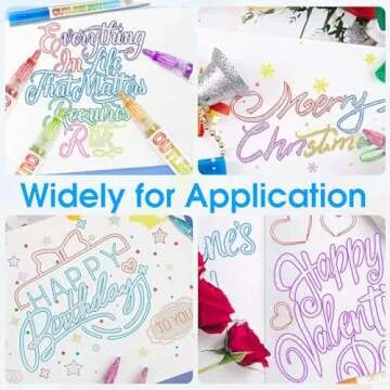 Celepen Shimmer Markers for Kids - 12 Glitter Outline Markers