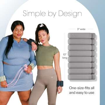 Bala Bangles Wrist & Ankle Weights for Women & Men (Heather) - 2 Pound Adjustable Silicone Weighted Bracelet Set for Gym, Yoga, Pilates, Cardio & Strength Training - Wearable Arm & Leg Workout Weights