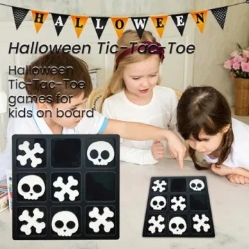 Halloween Wooden Tic Tac Toe Board with Skull Designs
