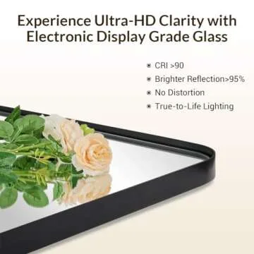 ANDY STAR Black Bathroom Mirror, 24”x40” Rounded Corner Rectangle Mirror, Modern Metal Frame Bathroom Vanity Mirror(Matte Black Finish)