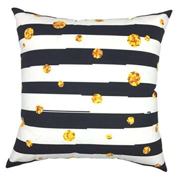 YOUR SMILE Geometric Cotton Linen Sofa Home Decor Design Throw Pillow Case Cushion Covers Square 18x18 Inch,Set of 4 (Black/White/Gold)