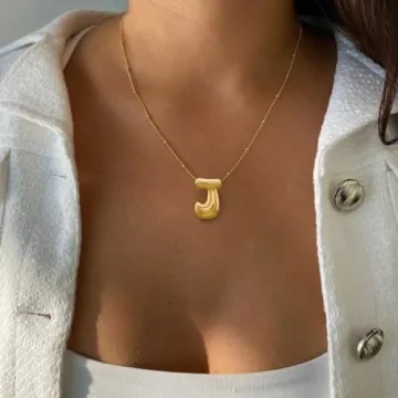 Bheop Gold Bubble Letter Necklace for Women Fashion Jewelry