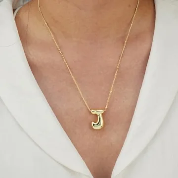 Bheop Gold Bubble Letter Necklace for Women Fashion Jewelry