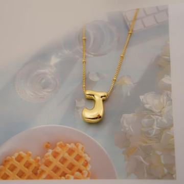 Bheop Gold Bubble Letter Necklace for Women Fashion Jewelry