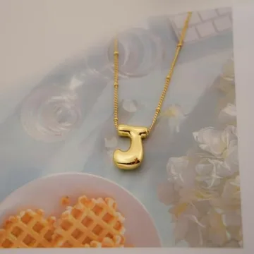Bheop Gold Bubble Letter Necklace for Women Fashion Jewelry