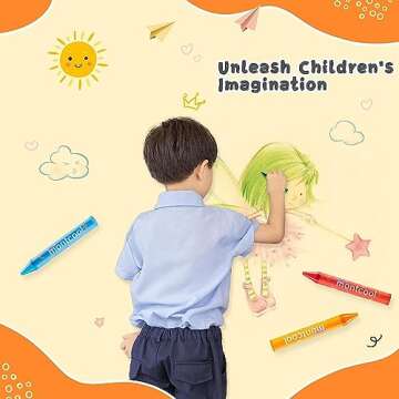 montcool Jumbo Crayons for Toddlers, 20 Colors Non Toxic Washable Crayons for Toddlers 1-3, Easy to Hold Large Crayons for Kids Ages 4-8, Safe Baby Crayons