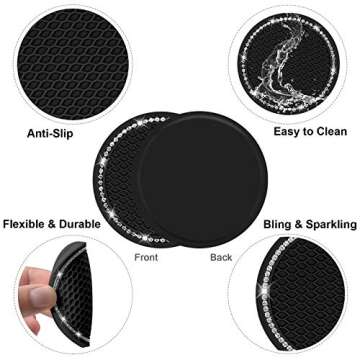 Car Coasters, SHANSHUI Silicone Car Coasters for Cup Holder Interior Accessories for Most Cars - Black…
