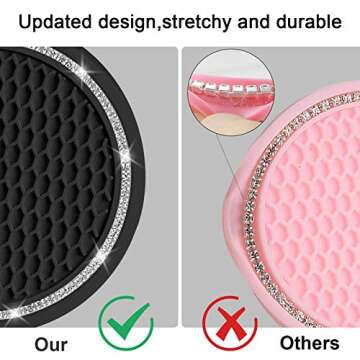 Car Coasters, SHANSHUI Silicone Car Coasters for Cup Holder Interior Accessories for Most Cars - Black…