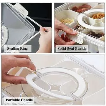 MineSign Divided Snackle Box with Handle for Fresh Snacks