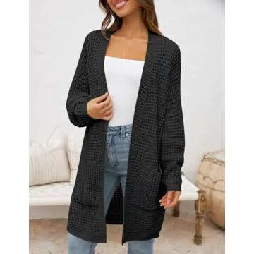 ZESICA Women's Fall Long Batwing Sleeve Open Front Cardigan Sweater