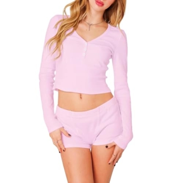 MYBFYABO Women Sexy 2 Piece Ribbed Pajamas Set - Chic Loungewear