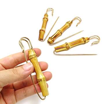 Honbay 3PCS Retro Bamboo Brooch Pins for Stylish Clothing
