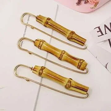 Honbay 3PCS Retro Bamboo Brooch Pins for Stylish Clothing