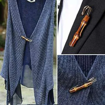 Honbay 3PCS Retro Bamboo Brooch Pins for Stylish Clothing